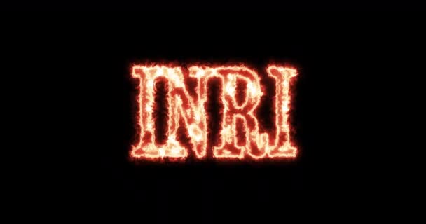 Inri Written Fire Burning Loop — Stockvideo