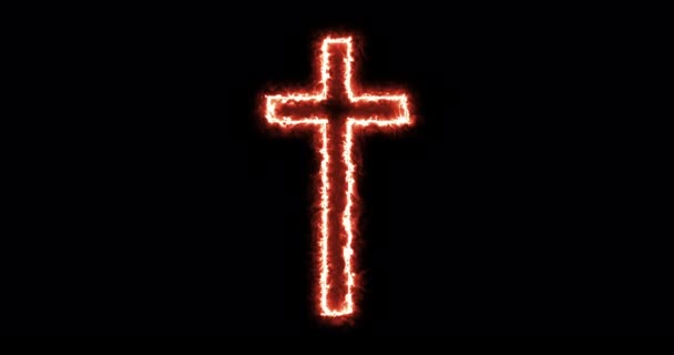 キリスト教徒の十字架 キリスト教の象徴 燃える ループ — ストック動画