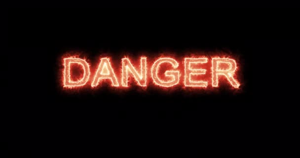 Niebezpieczne Słowo Napisane Ogniem Pętla — Wideo stockowe