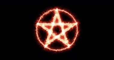 Çemberin içinde yanan bir pentagram. Döngü