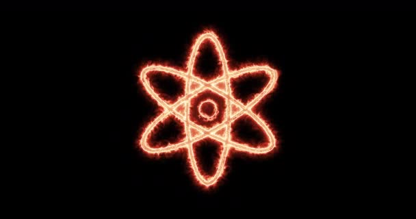 Atom Bentuk Simbol Terbakar Pengulangan — Stok Video