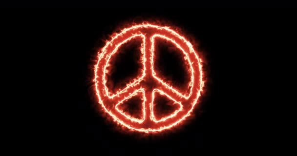 Płonący Symbol Pokoju Pętla — Wideo stockowe