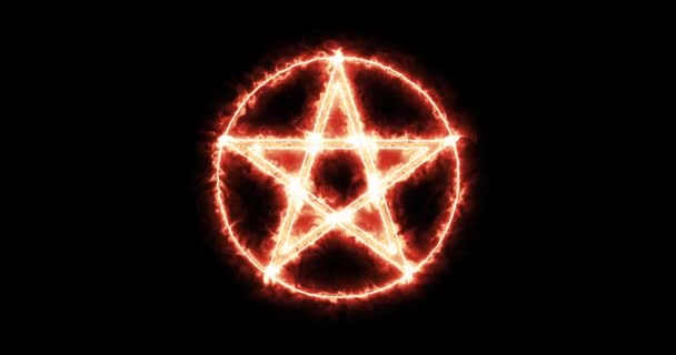 Pentagram Een Cirkel Brandend Lijn — Stockvideo