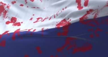Flag of Russia with blood and words written. Loop