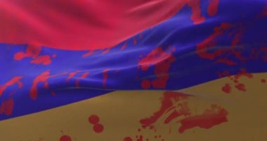 Flag of Armenia with blood and words written. Loop