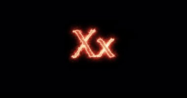 Xx Letter burning written with fire. Loop