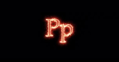 Pp Letter burning written with fire. Loop