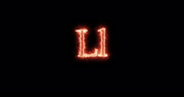 Ll Letter burning written with fire. Loop