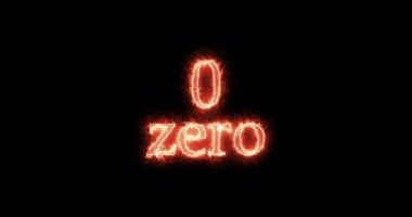 Number zero written with fire. Loop