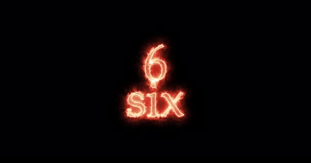 Number Six Written Fire Loop — Stok video