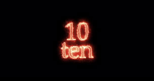 Number Ten Written Fire Loop — Stock video