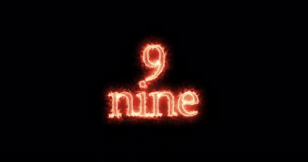 Number Nine Written Fire Loop — Vídeos de Stock