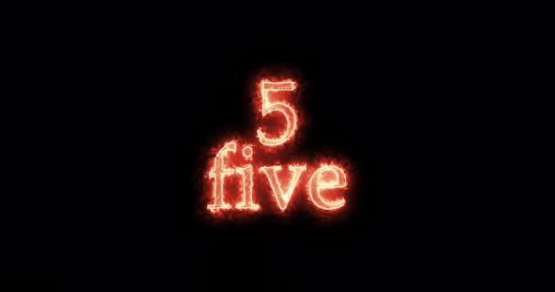 Numer Pięć Napisany Ogniem Pętla — Wideo stockowe