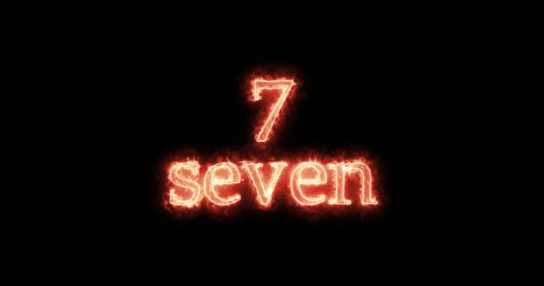 Number Seven Written Fire Loop — Vídeo de stock