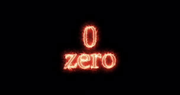 Number Zero Written Fire Loop — Stockvideo