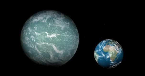Tamaño Comparativo Del Exoplaneta Kepler 22B Del Planeta Tierra Bucle — Vídeos de Stock