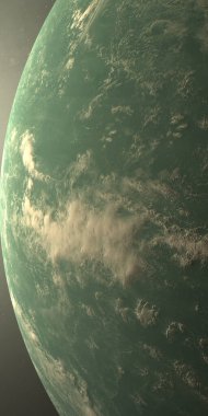 Exoplanet Kepler 22b in the outer space with solar atmosphere
