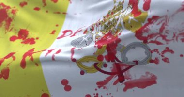 Vatican Flag with blood and words written. Loop