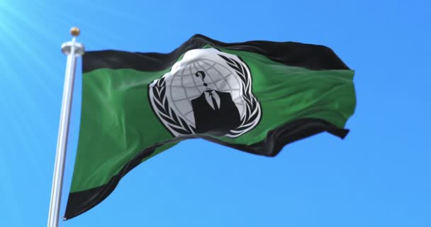 Flag Anonymous Organization Hacker Group Waving Wind Loop — Video Stock