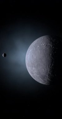 Dwarf Planet 90482 Orcus with Vanth moon. 4K Vertical