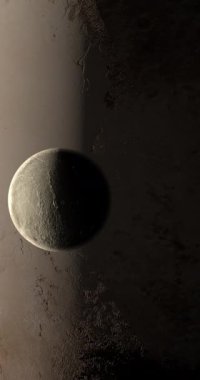 Dwarf Planet 28978 Ixion orbiting near Pluto planet. 4K Vertical