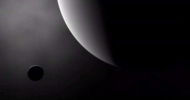 Triton Orbiting Neptune Simulation Sequence Captured Voyager — Stock video