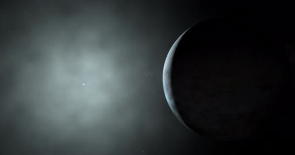Triton 海王星的天然卫星 与恒星和空间星云旋转 — 图库视频影像