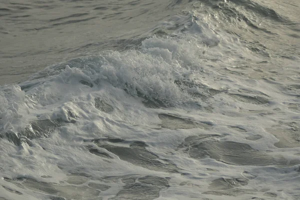 Rough Waves Sea White Foam Sunset — Foto Stock