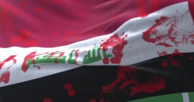 Kan ve yazılı sözlerle Irak Bayrağı. Döngü