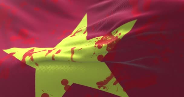 Bandeira Vietname Com Sangue Palavras Escritas Laço — Vídeo de Stock