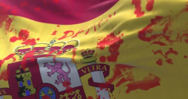 Kanlı Yazılı Spanya Bayrağı Döngü — Stok video