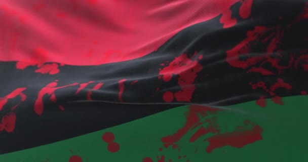Kanlı Yazılı Afrika Bayrağı Döngü — Stok video