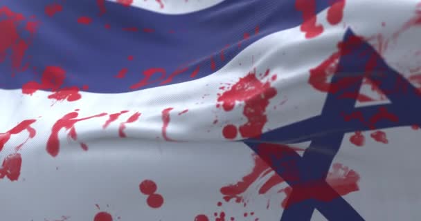 Flagge Israels Mit Blut Und Geschriebenen Worten Schleife — Stockvideo