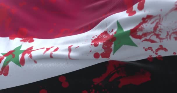 Drapeau Syrie Avec Sang Des Mots Écrits Boucle — Video