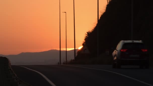 Samochody Drogach Zachodzie Słońca — Wideo stockowe