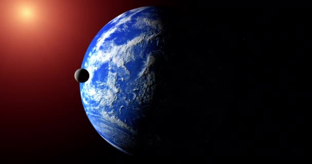 Luna Orbitando Habitable Hipotético Exoplaneta Toi 700 Gran Estrella Roja — Vídeo de stock