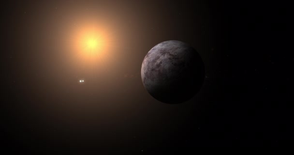 Exoplanet Proxima Centauri Mit Alpha Centauri Doppelstern Und Rotem Zwergstern — Stockvideo