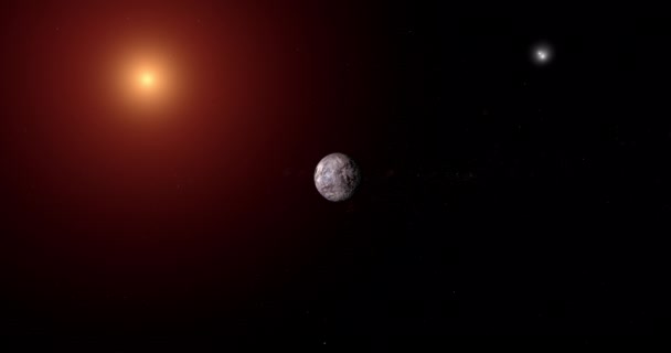 Mot Exoplaneten Proxima Centauri Med Alpha Centauri Stjärna Och Röd — Stockvideo