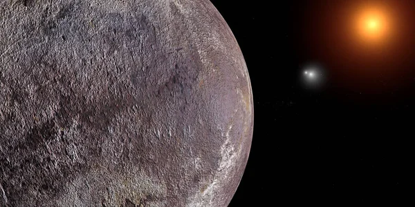 Oberfläche Des Exoplaneten Proxima Centauri Mit Dem Doppelsternsystem Alpha Centauri lizenzfreie Stockbilder