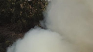 Beyaz kalın duman gerçek bir yangında yükseliyor.