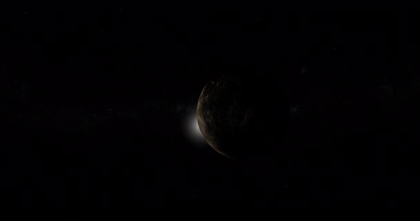 Planeta Deșertului Stâncos Fictiv Care Orbitează Stea Univers — Videoclip de stoc