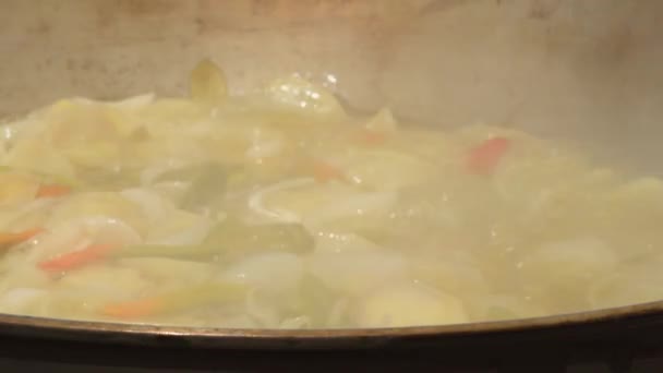 French Fries Frying Pan Typical Spanish Food — Stock Video