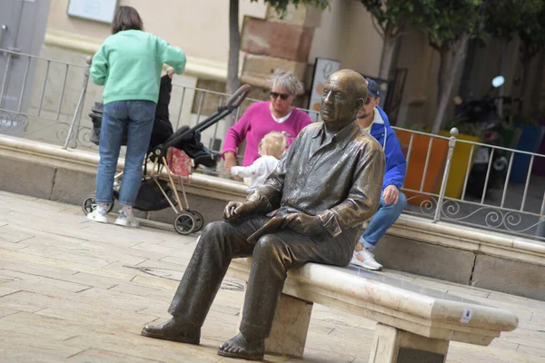 Escultura Del Pintor Picasso Parque Cuadrado Merced Málaga Ciudad Natal —  Fotos de Stock
