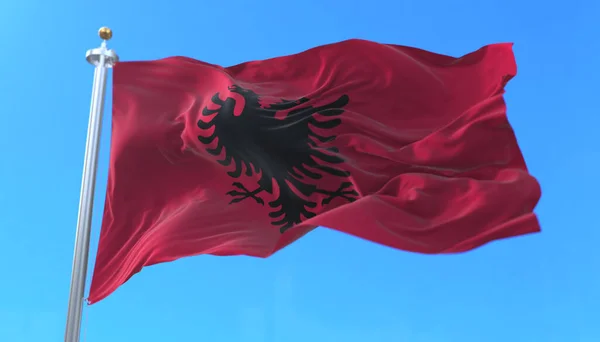 Albania Flag Waving Wind Render — Stock Photo, Image