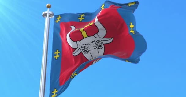 Flagge Des Kreises Kaunas Litauen Schleife — Stockvideo