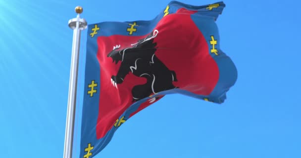 Flagga För Telsiai County Litauen Ögla — Stockvideo