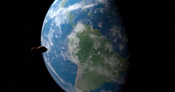 Toutatis Asteroïde Cirkelt Rond Aarde Planeet — Stockvideo