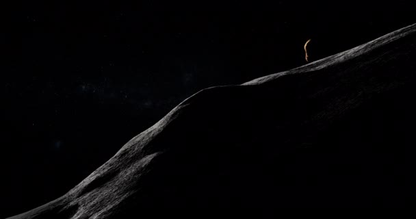 Bir Uydudan Gezegenden Dış Uzayda Yörüngede Dönen Toutatis Asteroidi — Stok video