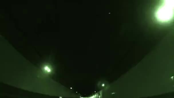 Rijden Een Tunnel Nachtzicht Tijd Verstrijken Een Bel Terugtrekken Traditioneel — Stockvideo