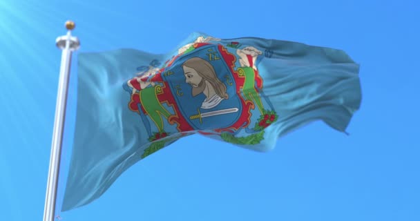 Bandera Ciudad Vitebsk Belarús Bucle — Vídeos de Stock